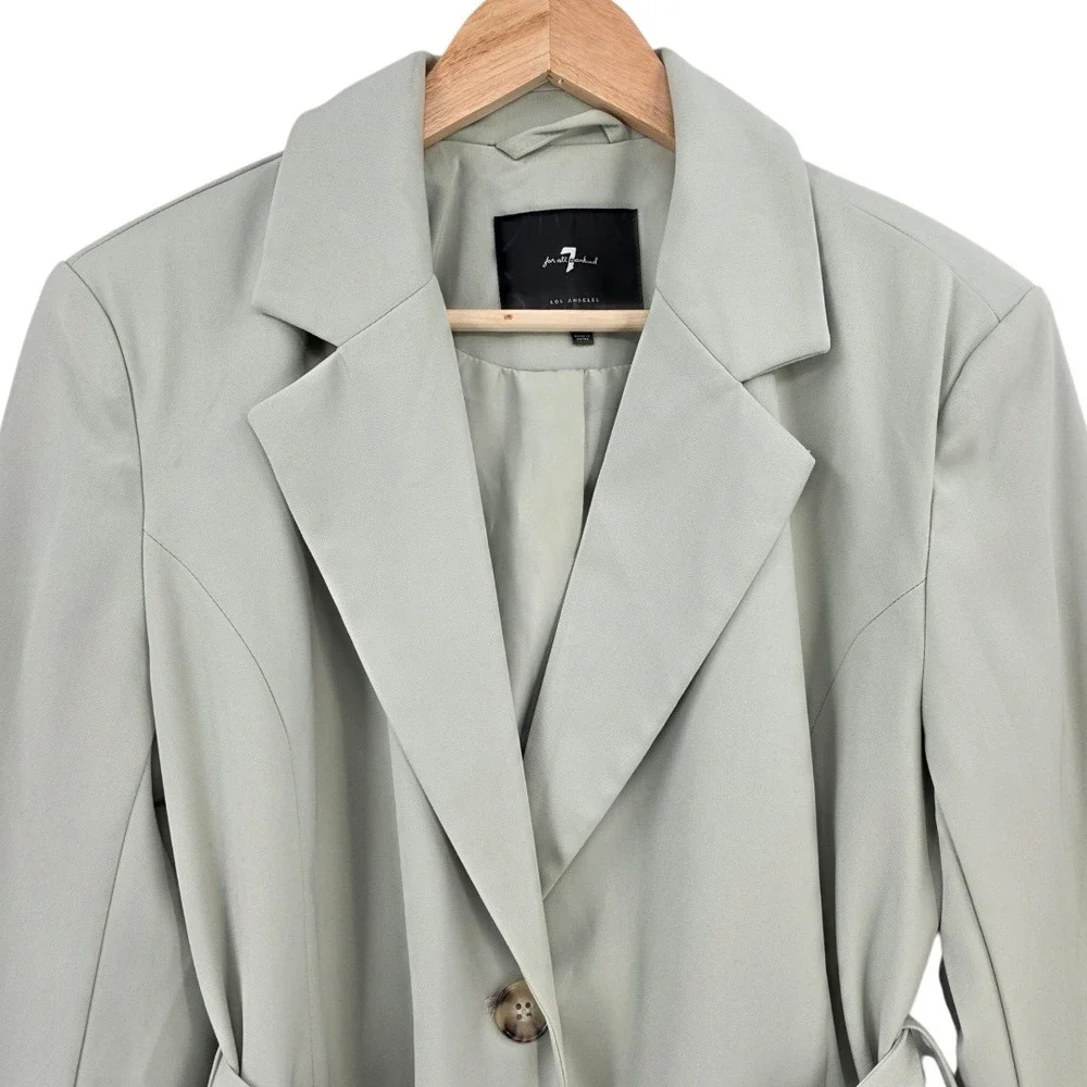 7 For All Mankind Womens S Light Green Belted Blazer Jacket‎ - Picture 3 of 15